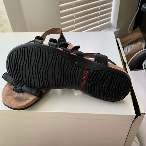 Vionic Black Leather Sandals - Picture 2 of 3